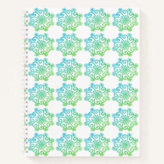 Carnet spirale Blue Green Snowflakes