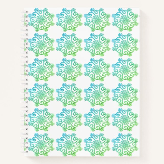 Carnet spirale Blue Green Snowflakes (Devant)