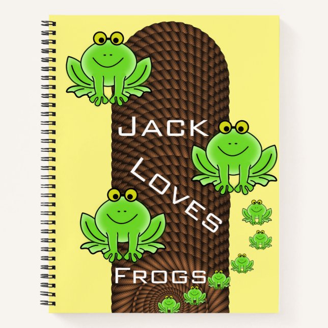 Carnet spirale Corde grenouilles jaunes vertes  (Devant)