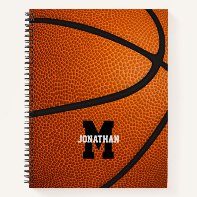 Carnet spirale de basket-ball monogramme (Devant)