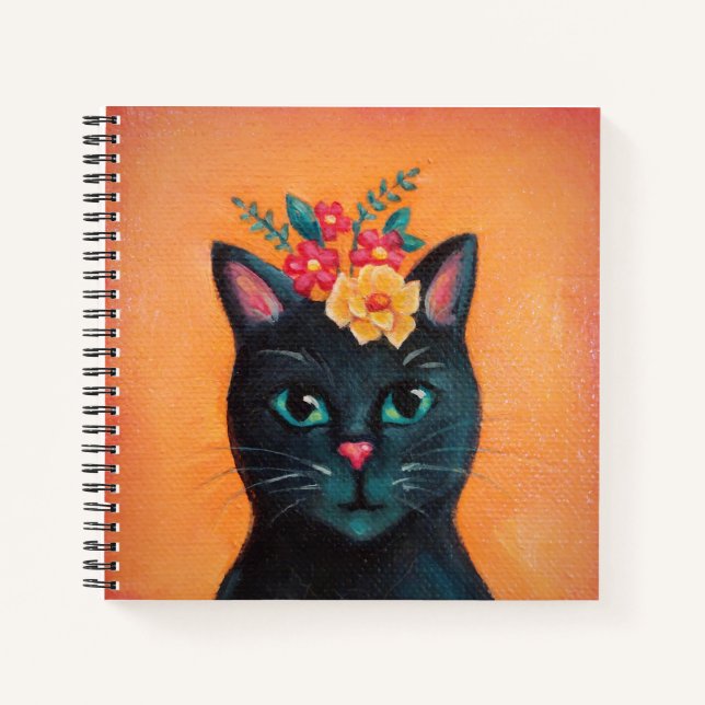 Carnet spirale de chat noir (Devant)