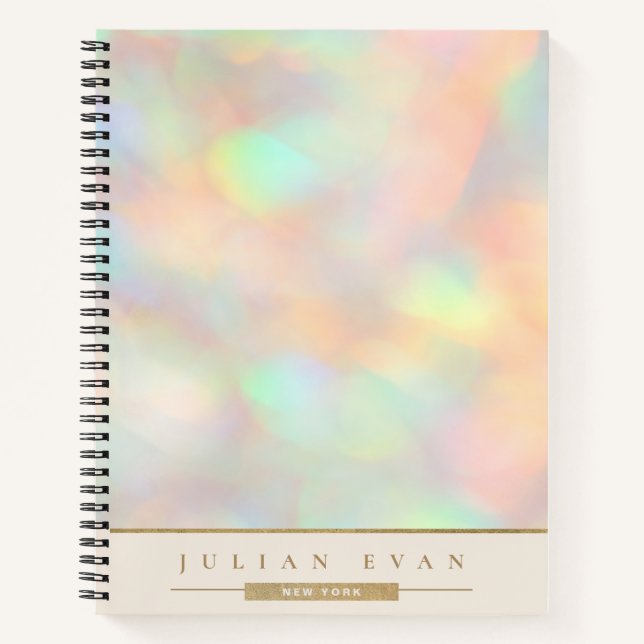 Carnet Spirale de détail en or holographique pailleté (Devant)
