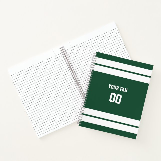 Carnet Spirale de l'équipe de football blanc et vert (Intérieur)