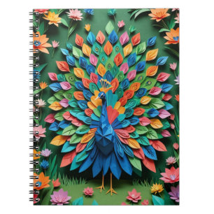 Carnet spirale de paon d'origami