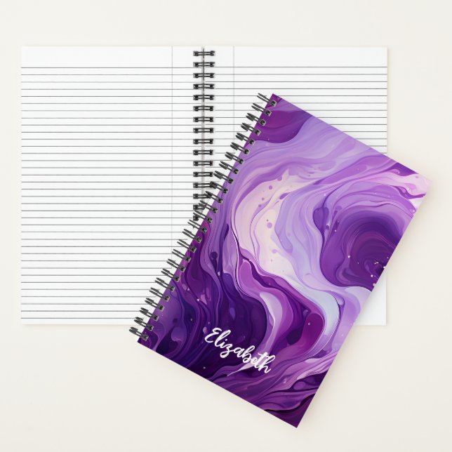 Carnet Spirale d'encre violette élégante personnalisée (À l'intérieur)