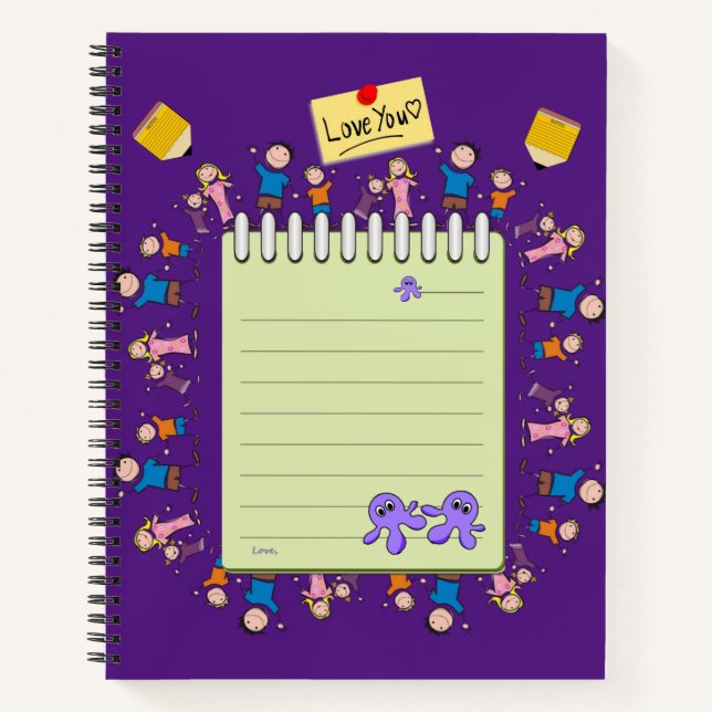 Carnet spirale enfants pieuvre (Devant)