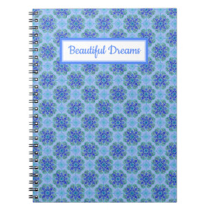 Carnet spirale Impression en carreaux bleus