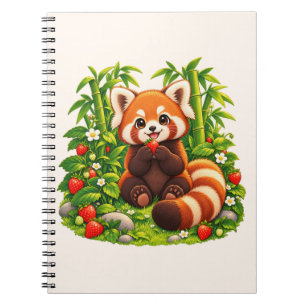 Carnet spiralé Jardin de fraises au Panda Rouge Ka