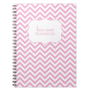 Carnet Spirale personnalisée par Chevron douce rose