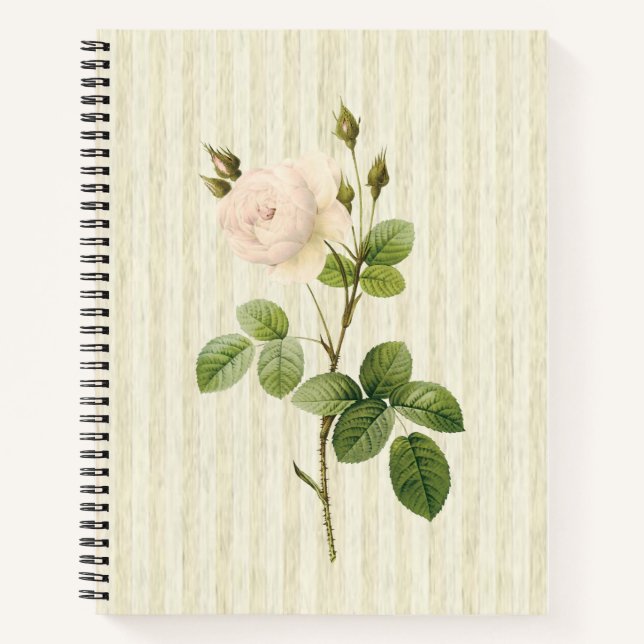 Carnet spirale Rose beige Floral (Devant)