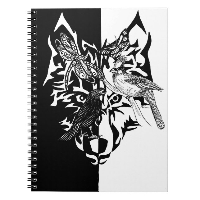 Carnet Spirit Animals in Black and White (Devant)