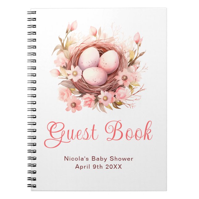Carnet Spring Birds Nest Baby Shower Guest Book (Devant)