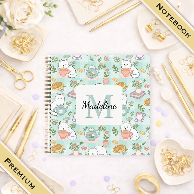 Carnet Square Notebook Personalized Tea Book Cats Green (Créateur téléchargé)