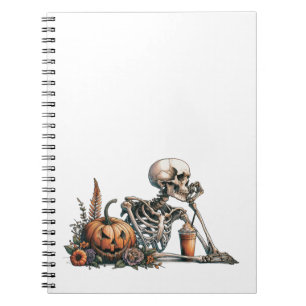 Carnet Squelette avec citrouille et boire. Halloween