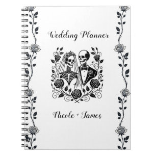 Carnet Squelette blanc noir Rose Floral Mariage de la vig