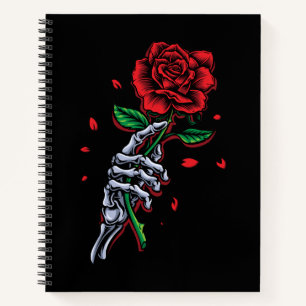 Carnet Squelette Main avec Rose - Art romantique gothique
