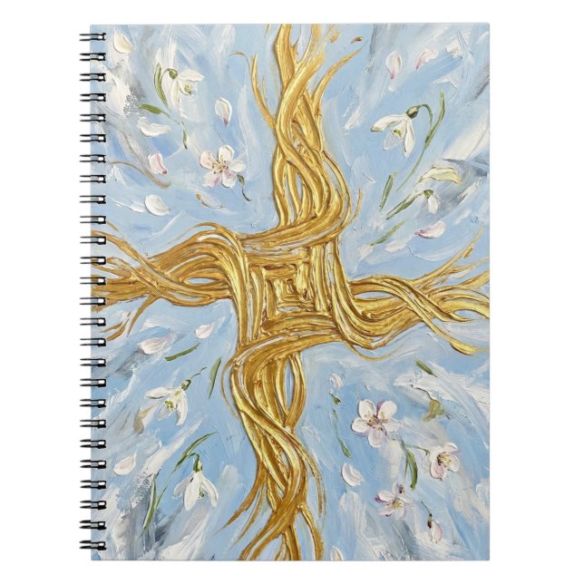 Carnet St Brigid's Cross Snowdrops Golden Imbolc Art (Devant)