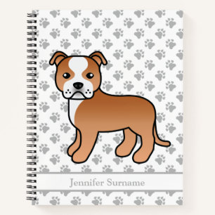 Carnet Staffie Rouge Et Blanc Chien De Dessin Animé Migno