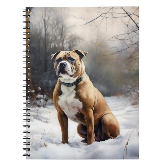 Carnet Staffordshire Bull Terrier Laisser neiger Noël (Devant)