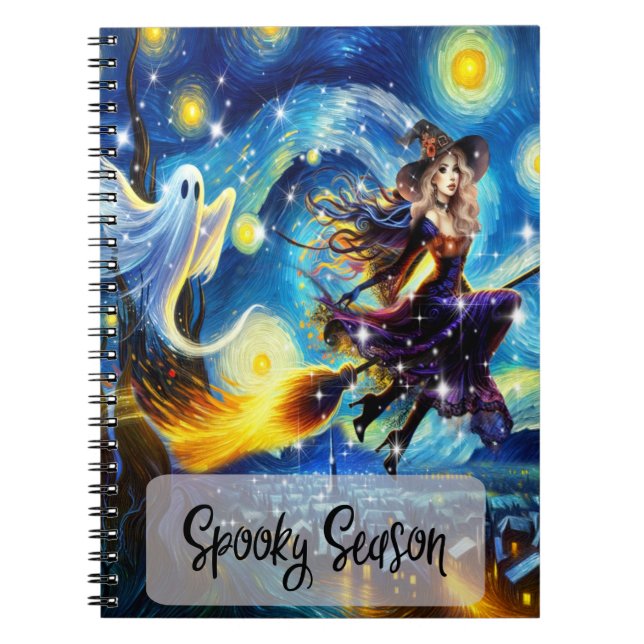 Carnet Starry Night Witchy Halloween Design (Devant)