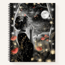 Stary Night Woman in Black Dress