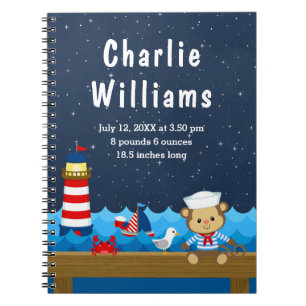 Carnet Statistiques de naissance Garçon Marin Singe Rouge