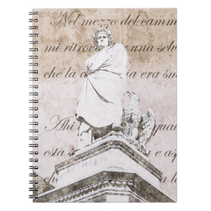 Carnet Statue de dante Allighieri avec la comédie divine