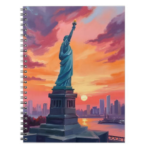 Carnet Statue de la Liberté NYC Skyline Coucher de soleil