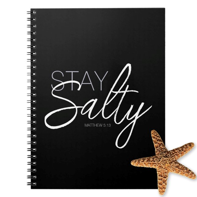 Carnet Stay Salty Typographie Bible Verset Noir (Créateur téléchargé)