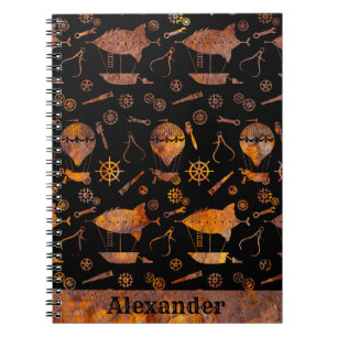 Carnet Steampunk Colorful Rusty Airship Thème Votre nom