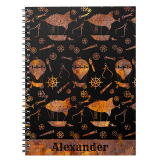 Carnet Steampunk Colorful Rusty Airship Thème Votre nom