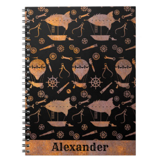 Carnet Steampunk Rusty Airships Thème Nom personnalisé