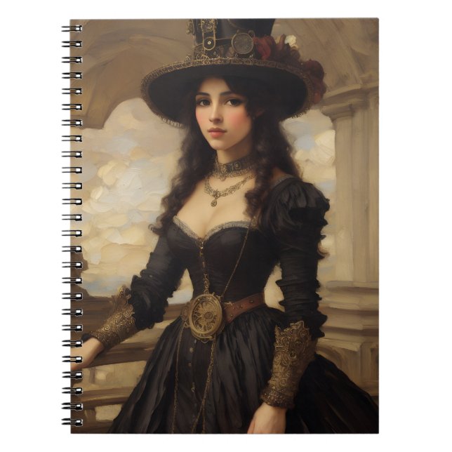 Carnet Steampunk Woman Portrait Art (Devant)