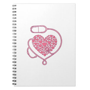 Carnet Stéthoscope Cardiaque Amour Médical Vecteur Concep