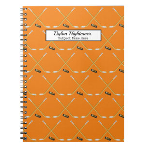 Carnet Sticks de hockey Nom orange du Motif Puck MVP