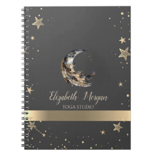 Carnet Studio de Yoga Moon Feather Gold Stars