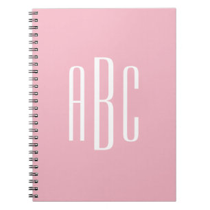 Carnet Style classique rose pâle 3 lettres Monogramme