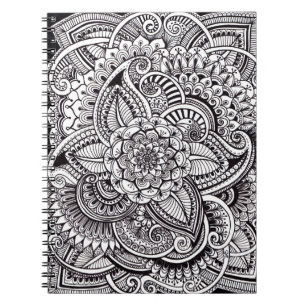 Carnet Style de henné (noir sur le blanc)