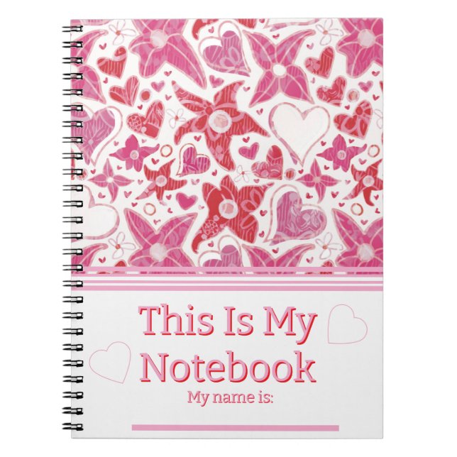 Carnet Style Différent De Fleur & Coeurs Motif (Devant)