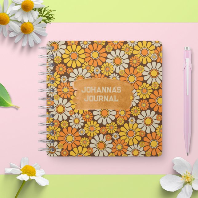 Carnet Style Flower Power Daisy Floral personnalisé 60s (Personalised 60s Style Flower Power Daisy Floral Notebook)