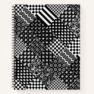 Carnet Style minimaliste Motif mixte noir blanc