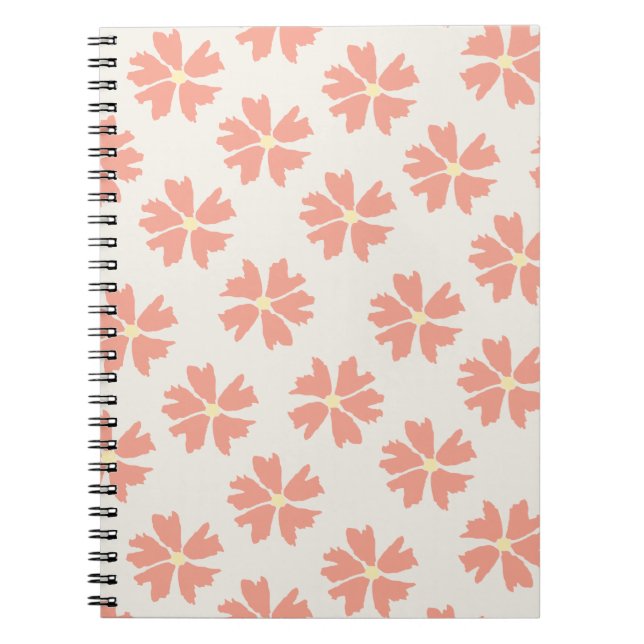 Carnet Style rose floral décalé blanc (Devant)