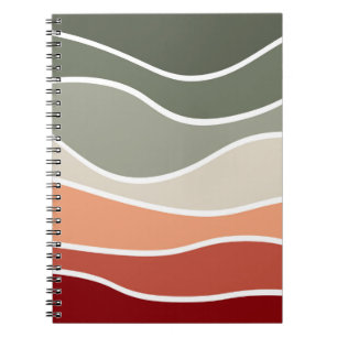 Carnet Style vert et rouge rétro vagues design