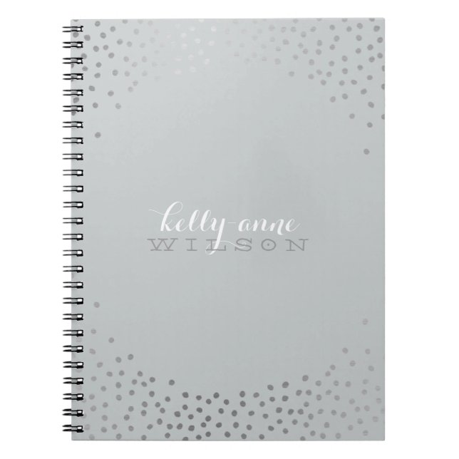 Carnet STYLISH GLAMOROUS mini confetti neige gris argent (Devant)