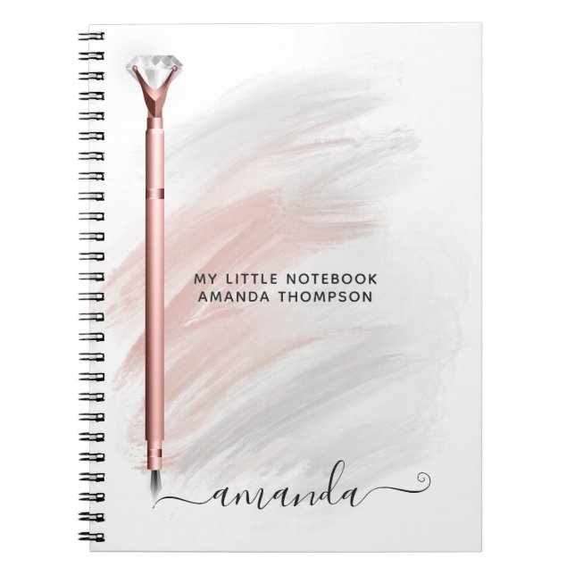 Carnet Stylo Diamond Or rose Personnalisé (Devant)