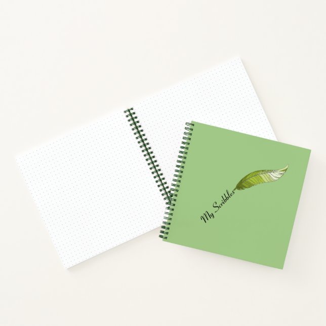 Carnet - Stylo en plumes vertes (Intérieur)