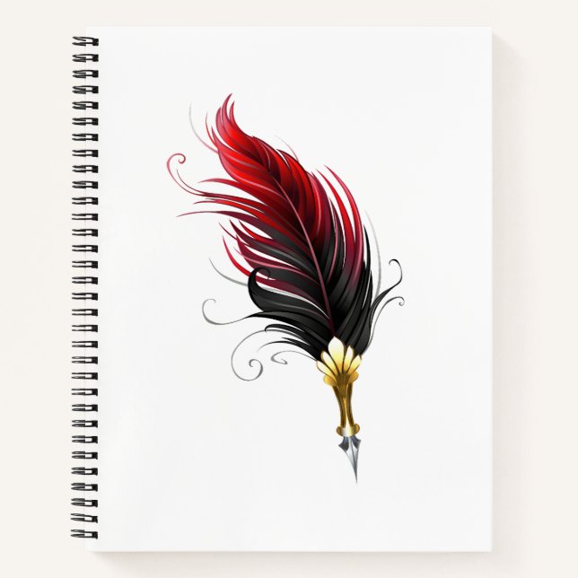 Carnet Stylo rouge en plumes avec nib or (Devant)