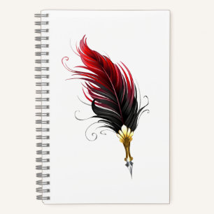 Carnet Stylo rouge en plumes avec nib or