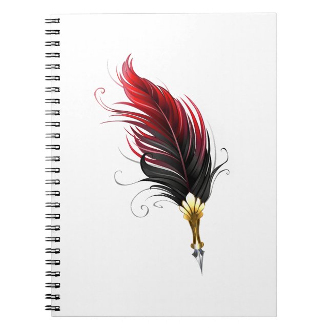Carnet Stylo rouge en plumes avec nib or (Devant)