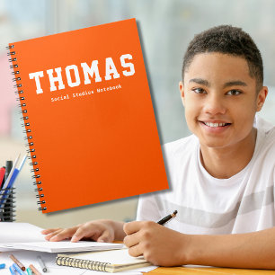 Carnet Sujet de l'école personnalisée simple orange